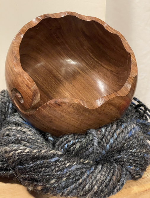 Scalloped Edge Handcrafted  Rosewood Yarn Bowl