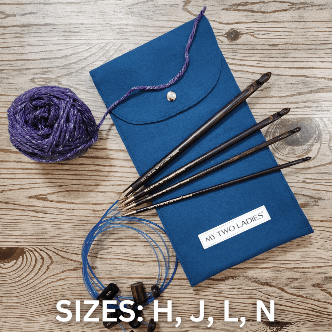 Tunisian Adjustable Crochet Hook Set, 4 SIZES, H, J, L, N