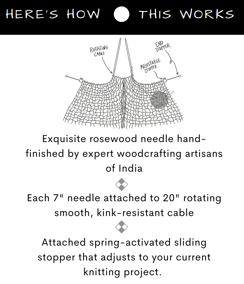 SAMPLER SET | Adjustable Knitting Needles | 4 SIZES | US5, US7, US15, US19 | w/case