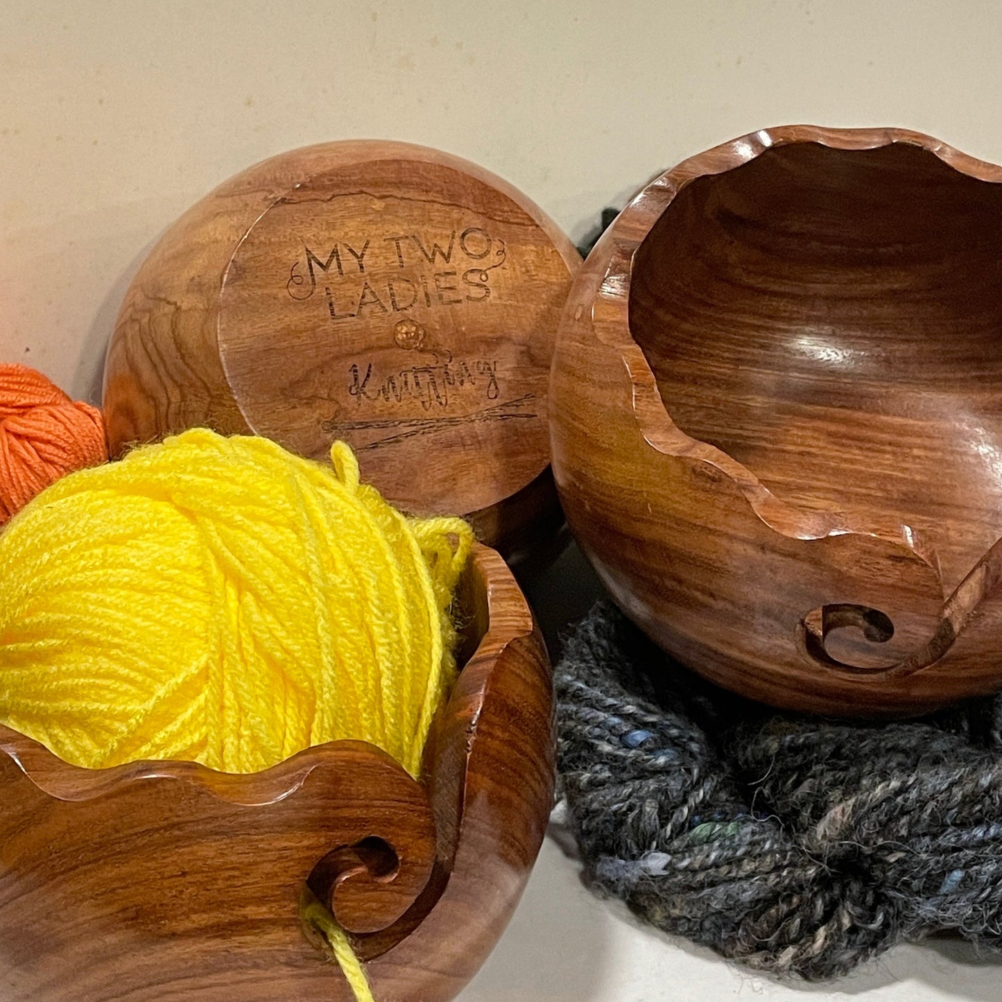 Multi Purpose Wooden Yarn Bowl - Yarn Holder Rosewood - Knitting Bowl  Handmade Wooden Yarn Bowl for Knitting and Crochet | Large Knitting Bowl