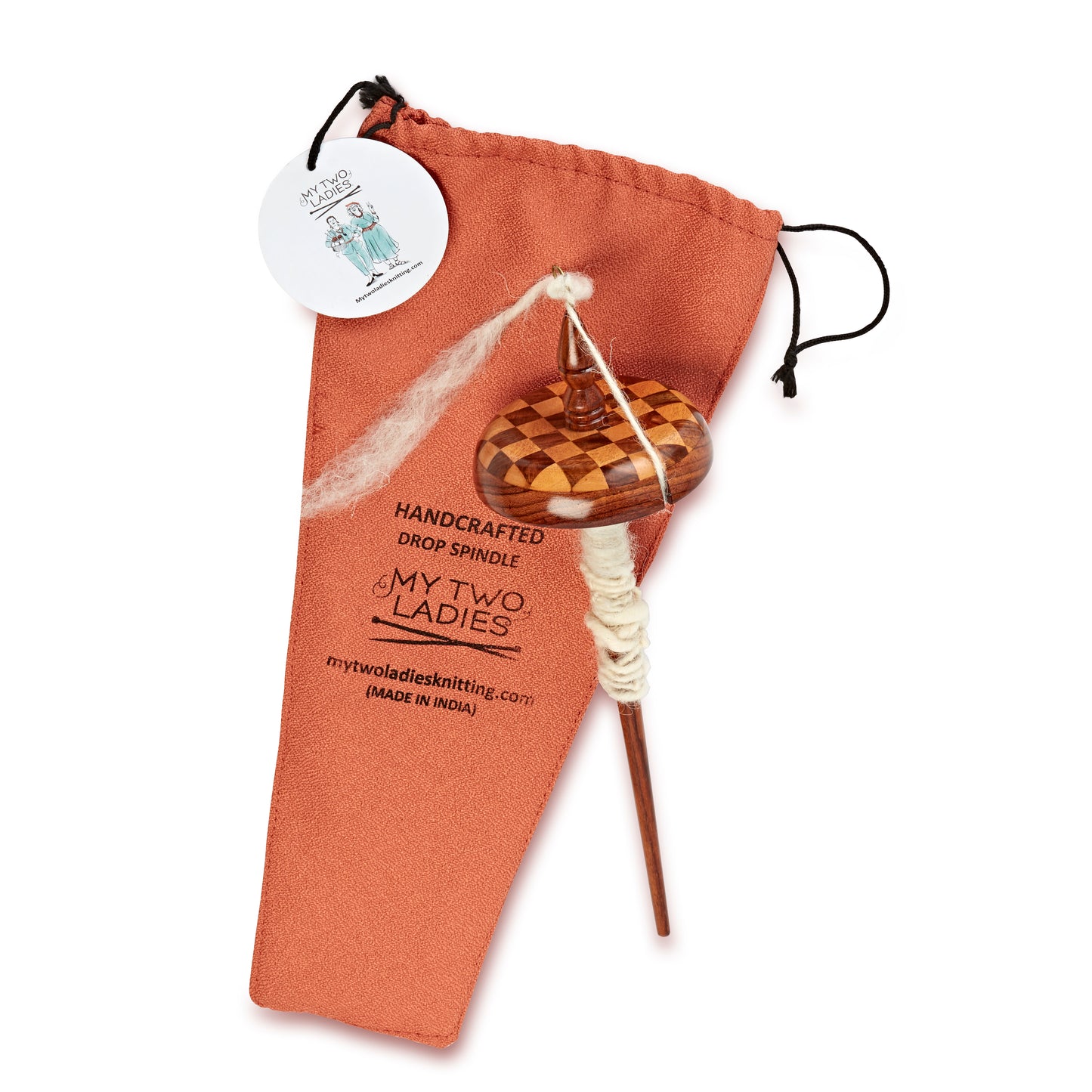 Top Whorl Drop Spindle Kit - Orange Pouch