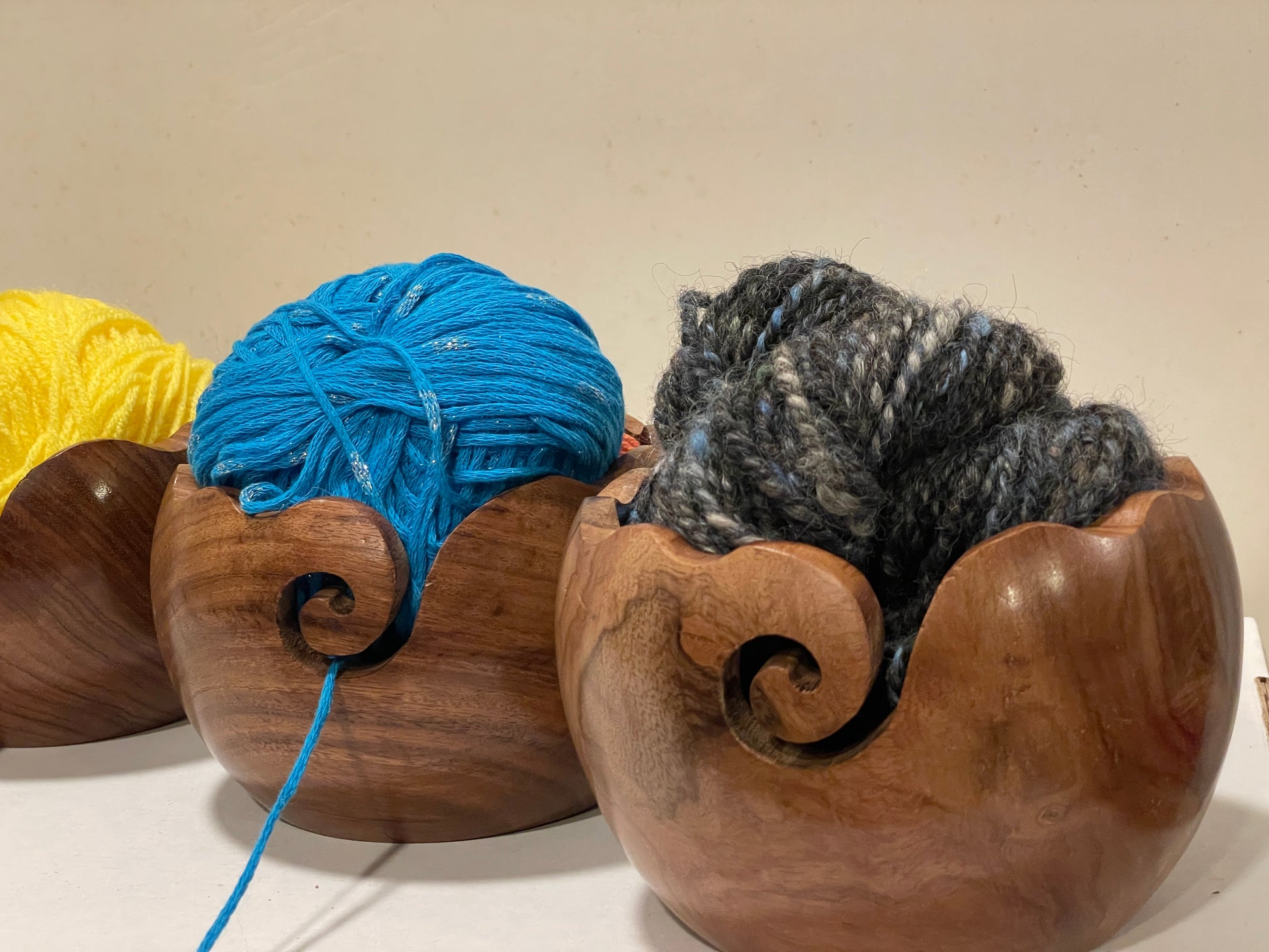 Wooden Yarn Bowl Multi Purpose Custom - Yarn Holder Rosewood Knitting Bowl  Gift